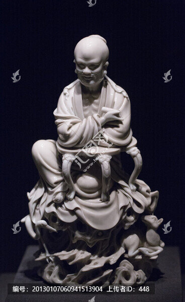 德化窯白釉鶴鹿仙人雕像