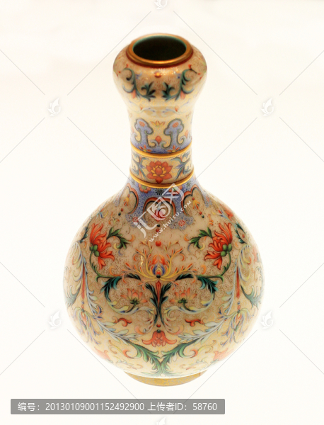 琺瑯彩纏枝花卉紋蒜頭瓶