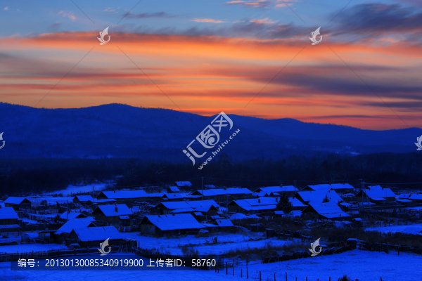 邊塞雪村暮色美