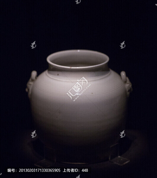 定窯白釉雙系罐