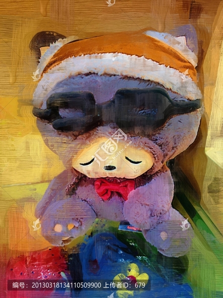 油畫,,,小熊