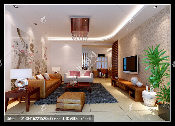 溫馨浪漫客廳設(shè)計效果圖3d