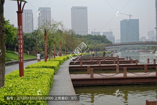 公園,路燈,綠化,橋,木橋