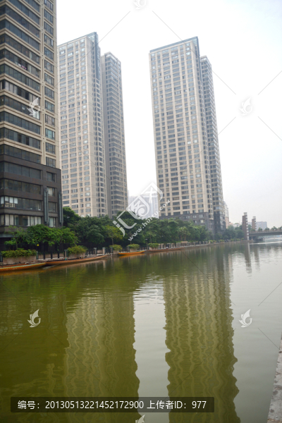 樓,河流,小船舶,,住宅樓