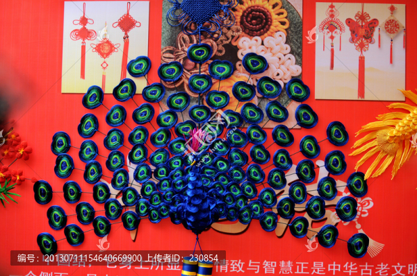 手工編制孔雀開屏