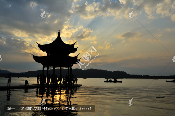 杭州,西湖,,聚賢亭,晚霞