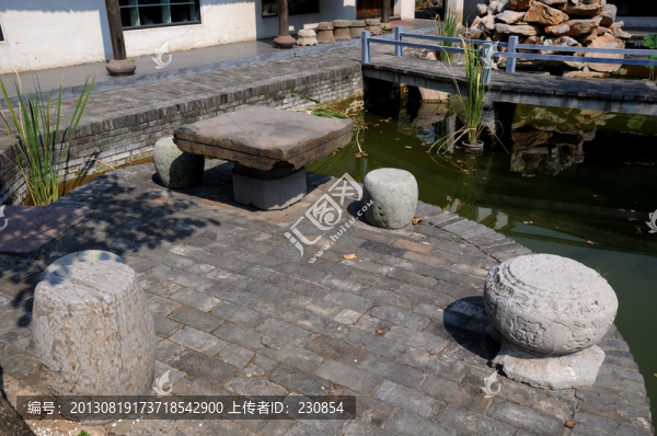 徽派建筑,石桌石凳