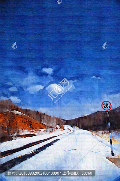 雪路,電腦油畫(huà)