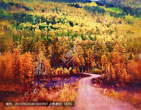 通向山里的路,電腦油畫