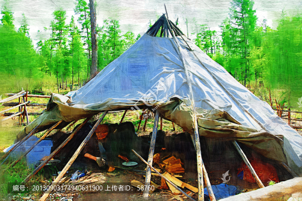 獵鄉(xiāng)撮羅子,電腦油畫