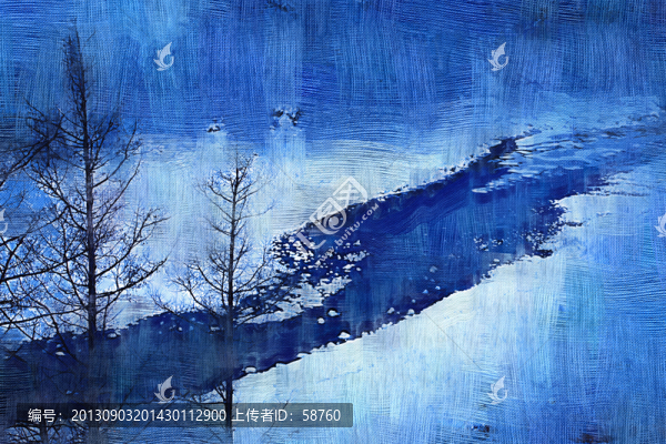 藍(lán)色冰河,電腦油畫(huà)