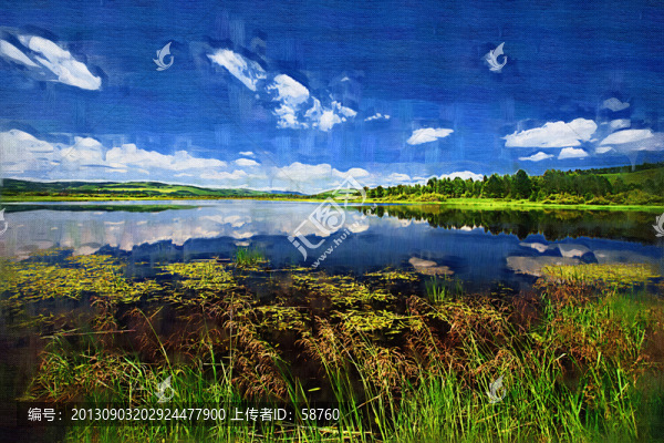 湖泊之夏,電腦油畫