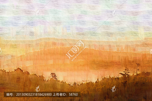 群山風景,電腦油畫