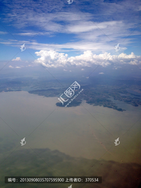 航拍,鳥瞰,云彩,藍(lán)天,河流