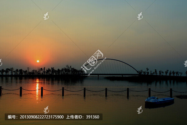 落日,駱馬湖,小船,,湖面