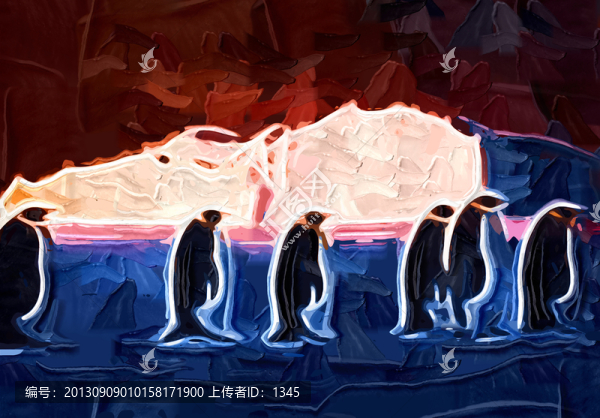 抽象畫,裝飾畫,企鵝裝飾畫