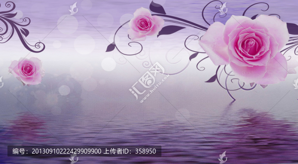 大型高清夢幻紫色玫瑰水紋圖