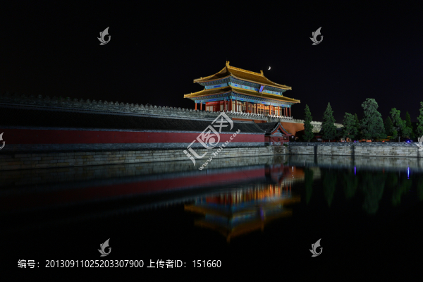 北京故宮博物院夜景