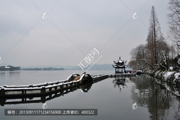 杭州,西湖,長橋,雪景,冬季