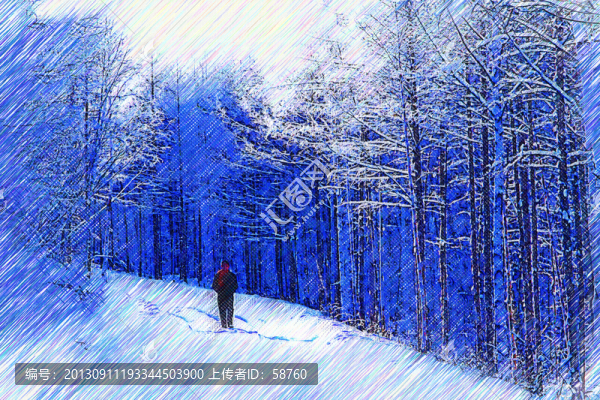 雪林圖,電腦畫