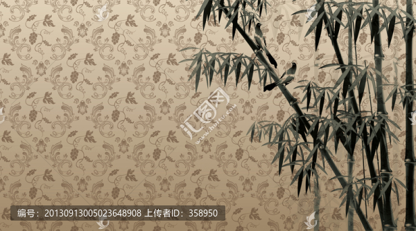 大型高清大氣雅致竹題材壁畫