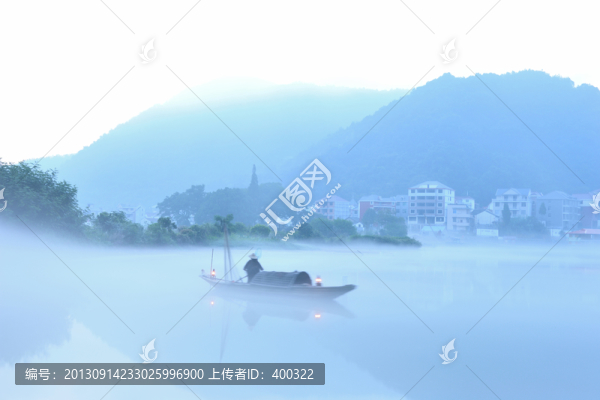 建德,下涯,晨霧,漁民,漁船