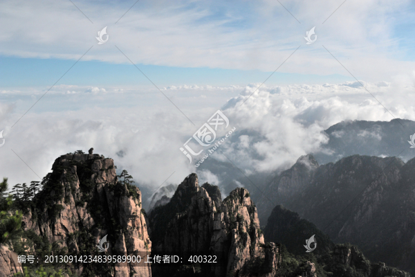 黃山,春季,北海景區(qū),云霧,藍(lán)