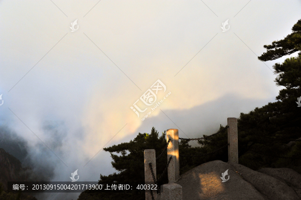 黃山,春季,晨霧,早晨,曙光