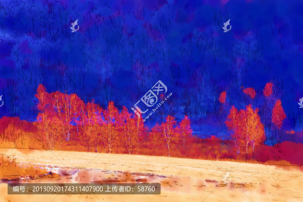 夢幻白樺林,電腦畫