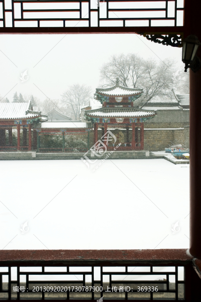 北京紫竹院御碼頭雪景