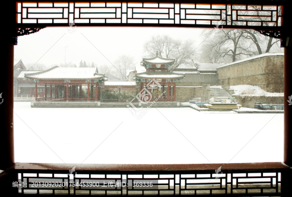 北京紫竹院御碼頭雪景
