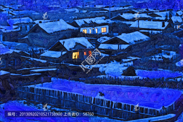 雪鄉(xiāng)夜色美,電腦抽象畫