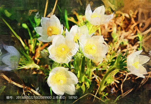 山花迎春圖,電腦油畫