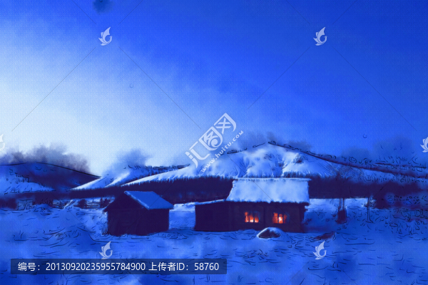 遠(yuǎn)方的家,水彩畫(huà)