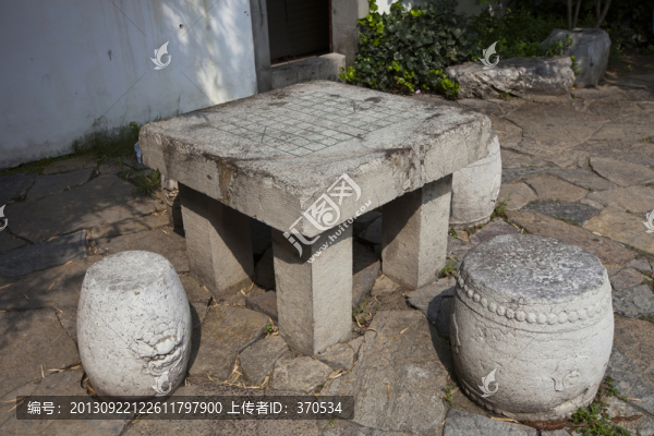 南京民俗博物館,象棋盤,石桌