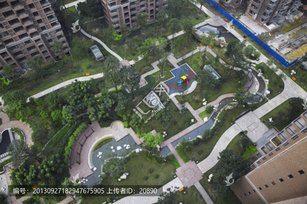 俯視小區(qū)中庭景觀綠化