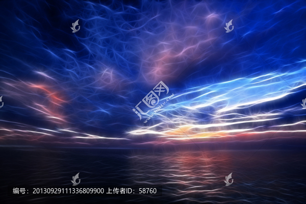 湖水上的彩云,電腦抽象畫