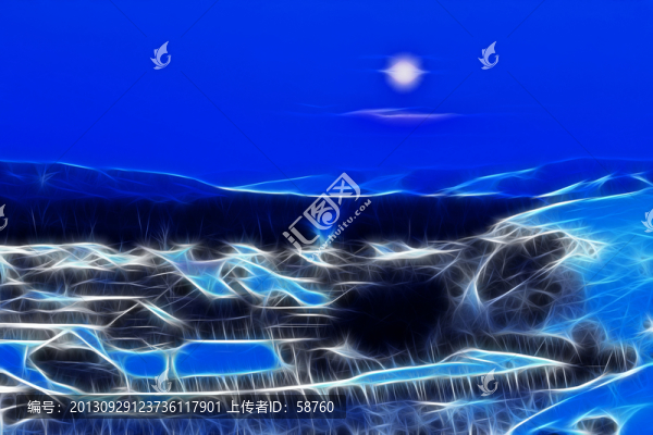抽象雪村夜,電腦畫(huà)