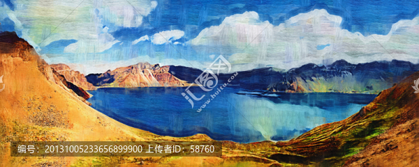 長(zhǎng)白山天池,電腦油畫