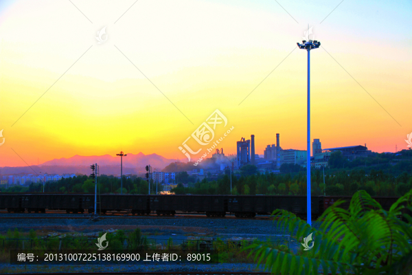 夕陽,鐵路,信號燈