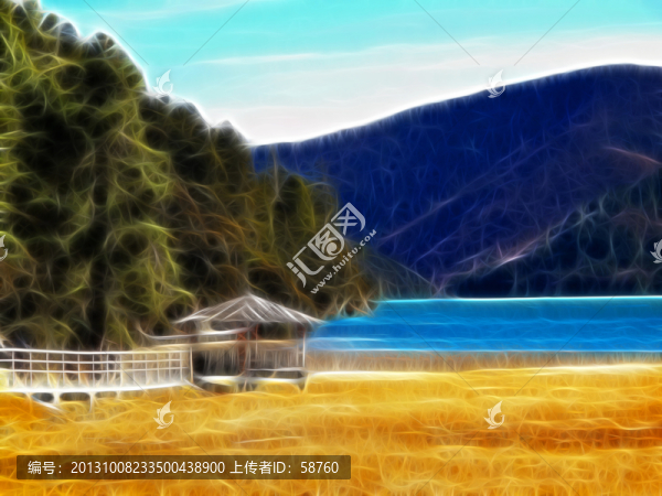 湖光山色,電腦抽象畫