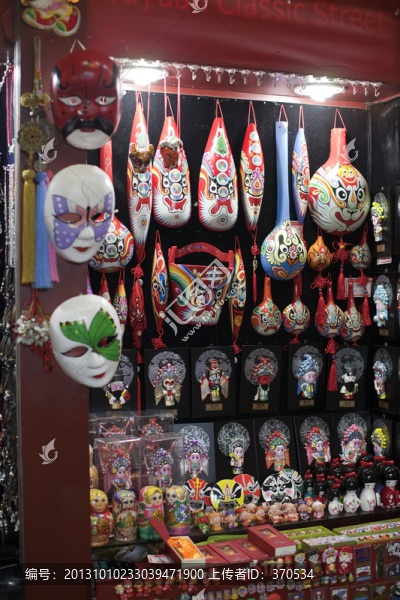 豫園老街商鋪,面具,民俗小商品