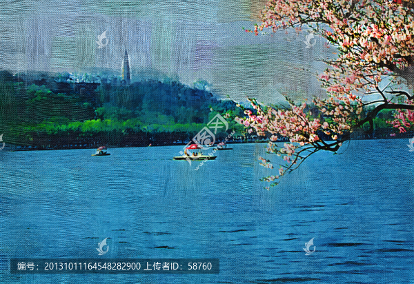 西湖之春,電腦油畫(huà)