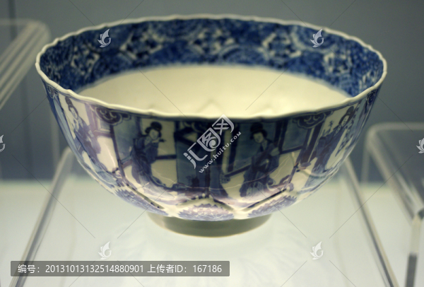 景德鎮(zhèn)窯青花仕女圖花口碗