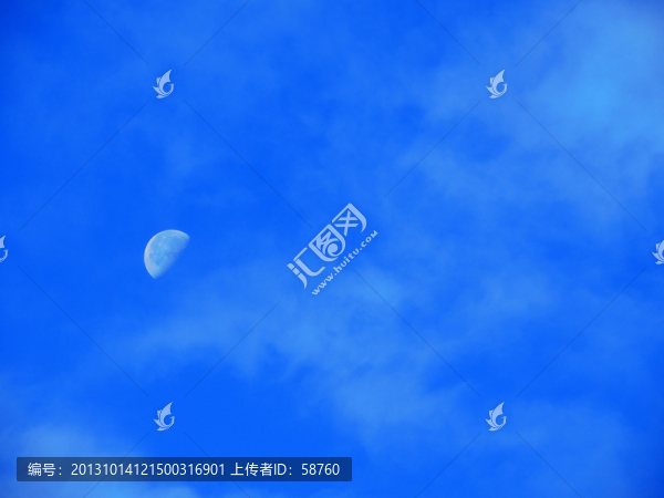 藍天月亮,素材