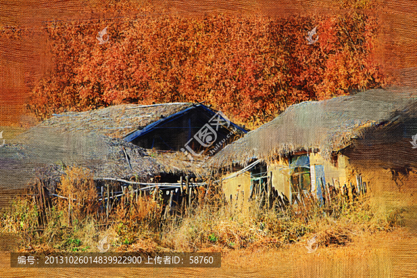 山村農(nóng)家,電腦畫