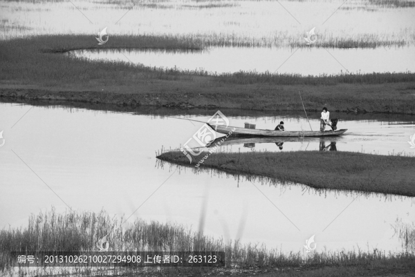 洞庭湖青山島濕地捕魚船