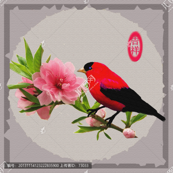 鳥啼桃花,,,,裝飾畫
