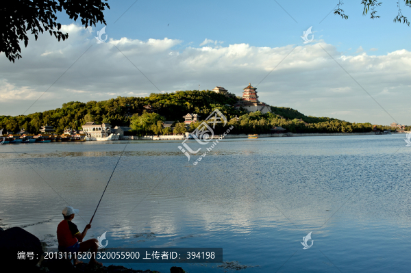 頤和園昆明湖畔的釣魚人