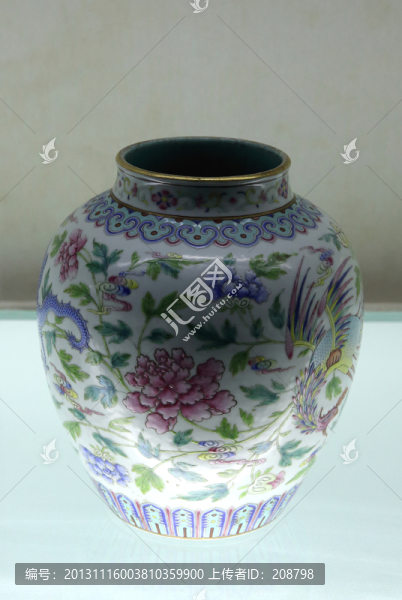 五彩龍鳳紋壇,清道光